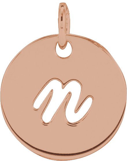 14K Gold Script Initial Necklace or Pendant - Rose Gold