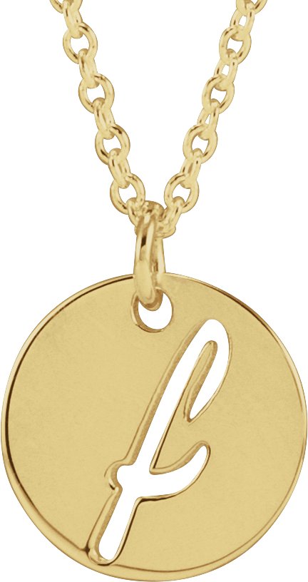 14K Gold Initial F Script Necklace or Pendant - Yellow Gold