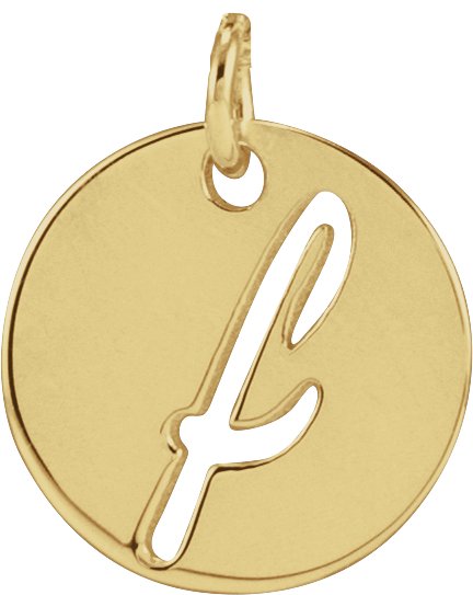 14K Gold Initial F Script Necklace or Pendant - Yellow Gold