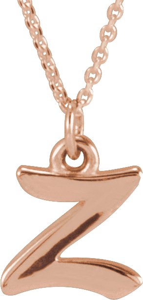 14K Gold Initial Z Petite Necklace or Pendant - Rose Gold