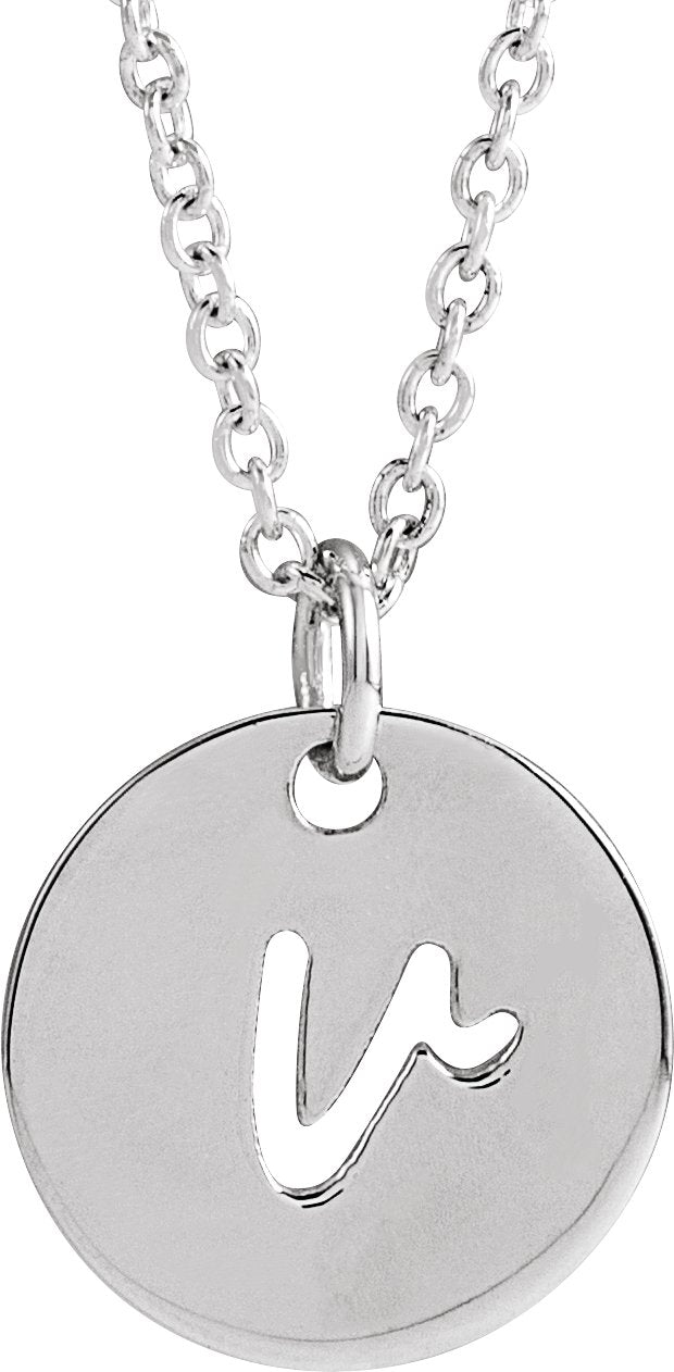 Platinum Initial V Script Necklace or Pendant