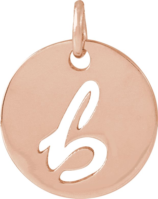 14K Gold Initial B Script Necklace or Pendant - Rose Gold