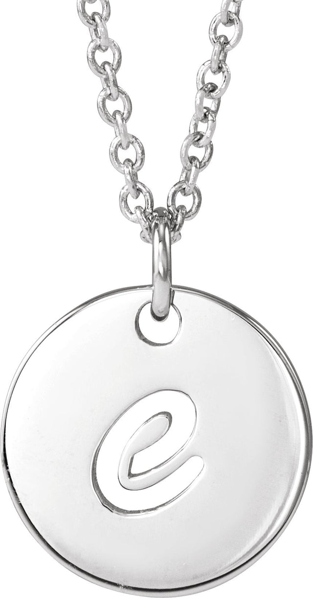 Platinum Initial E Script Necklace or Pendant