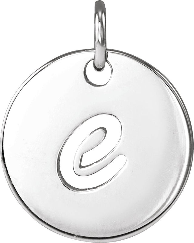 Platinum Initial E Script Necklace or Pendant
