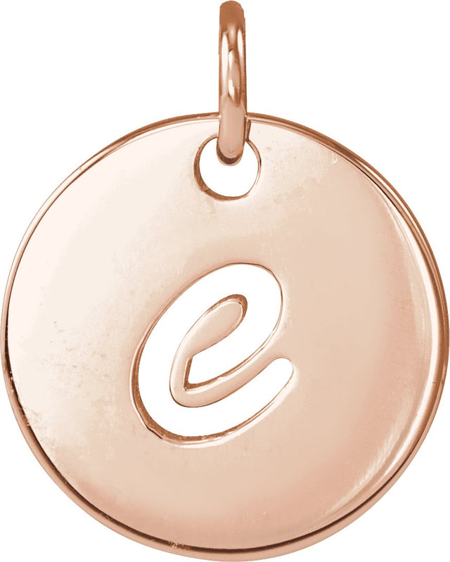 14K Gold Initial E Script Necklace or Pendant - Rose Gold