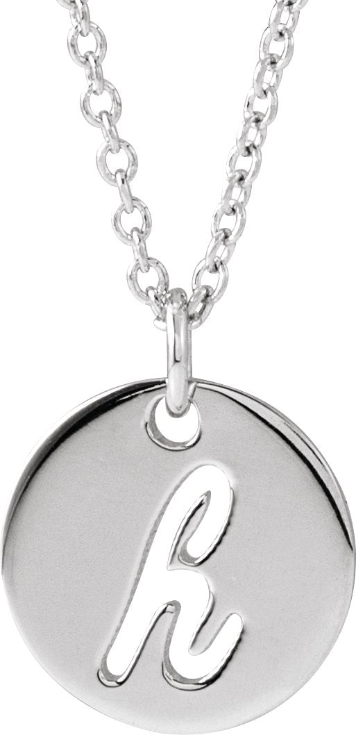 14K Gold Initial H Script Necklace or Pendant - White Gold