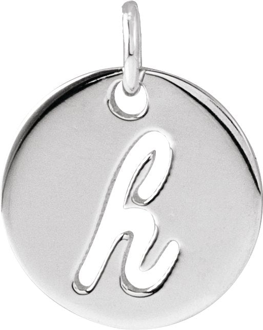 Platinum Initial H Script Necklace or Pendant