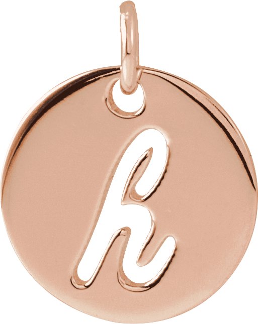 14K Gold Initial H Script Necklace or Pendant - Rose Gold