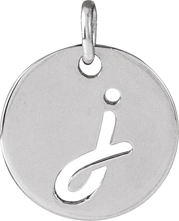 14K Gold Initial J Script Necklace or Pendant - White Gold