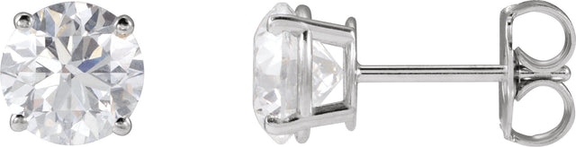 Platinum Natural Diamond Round 4-Prong Lightweight Stud Earrings