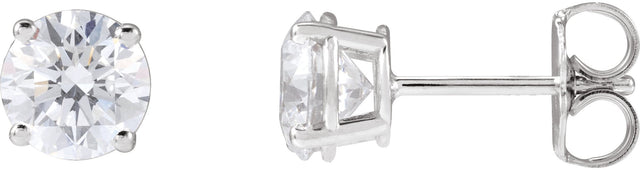 Platinum Natural Diamond Round 4-Prong Lightweight Stud Earrings