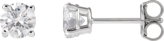 14K Gold Lab-Grown Diamond Round 4-Prong Lightweight Stud Earrings – up to 1 1/4 CTW - White Gold
