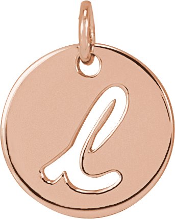 14K Gold Initial L Script Necklace or Pendant - Rose Gold