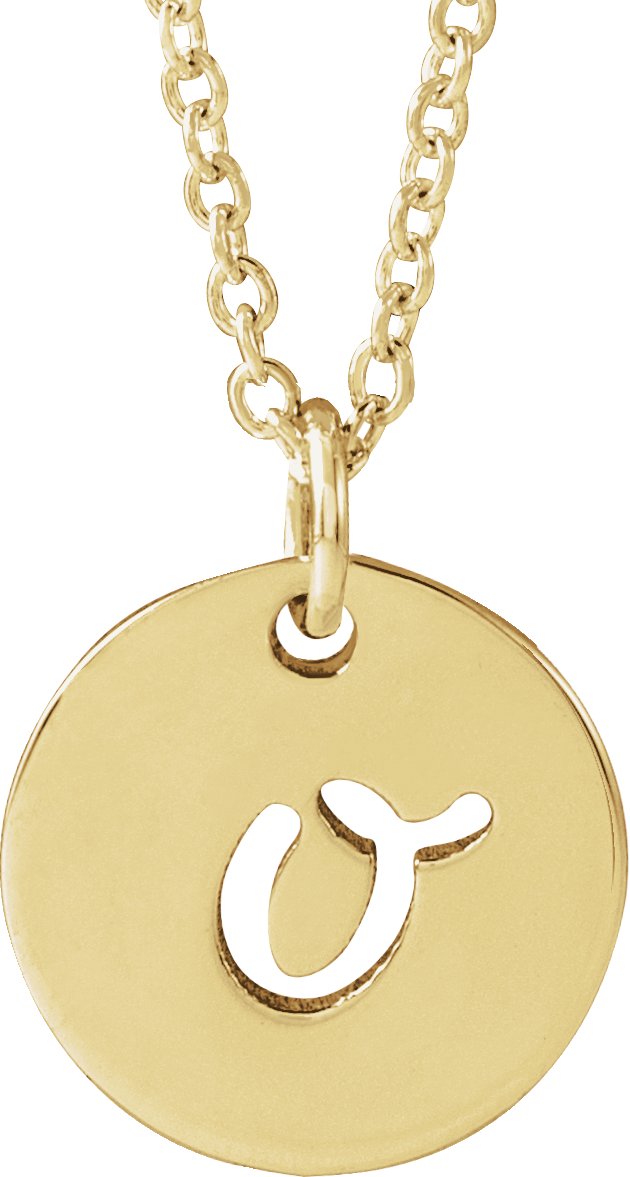 14K Gold Initial O Script Necklace or Pendant - Yellow Gold