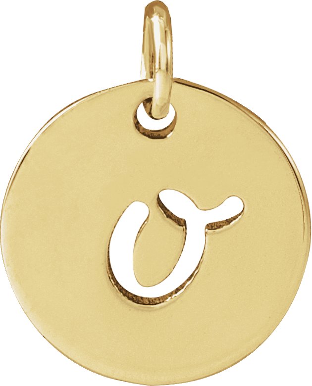 14K Gold Initial O Script Necklace or Pendant - Yellow Gold