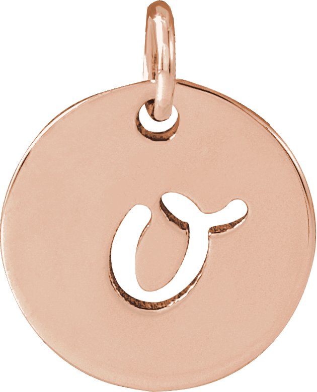 14K Gold Initial O Script Necklace or Pendant - Rose Gold