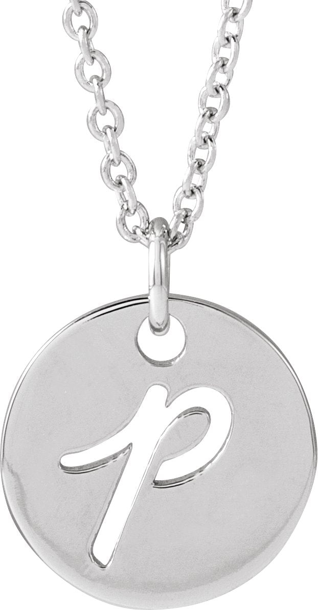 Platinum Initial P Script Necklace or Pendant