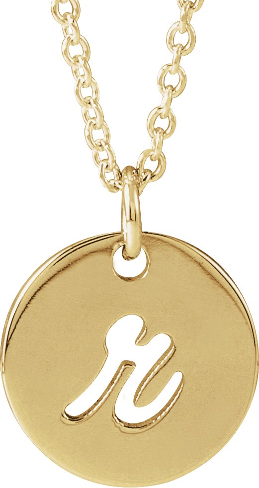 14K Gold Initial R Script Necklace or Pendant - Yellow Gold