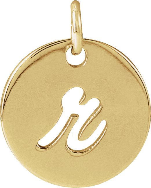 14K Gold Initial R Script Necklace or Pendant - Yellow Gold