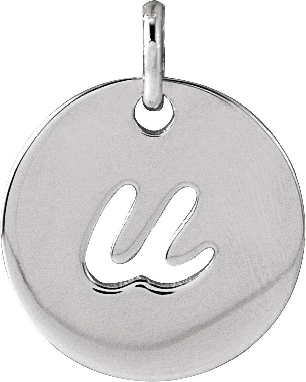 Platinum Initial U Script Necklace or Pendant
