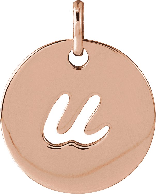 14K Gold Initial U Script Necklace or Pendant - Rose Gold
