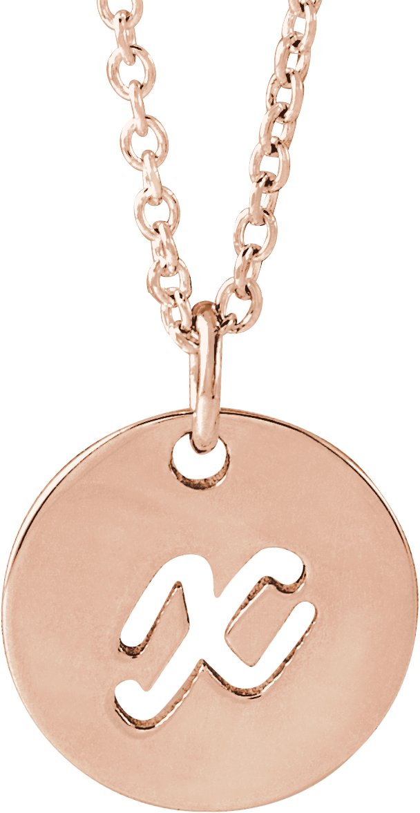 14K Gold Initial X Script Necklace or Pendant - Rose Gold
