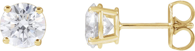 14K Gold Lab-Grown Diamond Round 4-Prong Lightweight Stud Earrings – 4 CTW - Yellow Gold