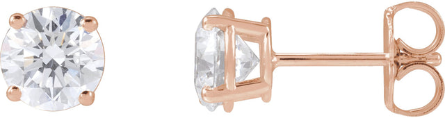 14K Gold Lab-Grown Diamond Round 4-Prong Lightweight Stud Earrings – 2.5-7.25mm Stones - Rose Gold