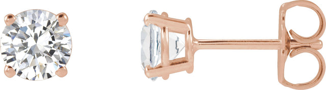 14K Gold Lab-Grown Diamond Round 4-Prong Lightweight Stud Earrings – up to 1 1/4 CTW - Rose Gold