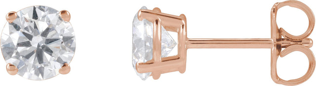 14K Gold Lab-Grown Diamond Round 4-Prong Lightweight Stud Earrings – 2.5-7.25mm Stones - Rose Gold