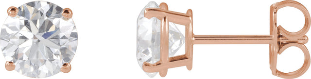14K Gold Lab-Grown Diamond Round 4-Prong Lightweight Stud Earrings – 2.5-7.25mm Stones - Rose Gold