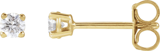 14K Gold Lab-Grown Diamond Round 4-Prong Lightweight Stud Earrings – 2.5-7.25mm Stones - Yellow Gold