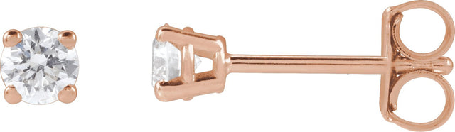 14K Gold Lab-Grown Diamond Round 4-Prong Lightweight Stud Earrings – up to 1 1/4 CTW - Rose Gold