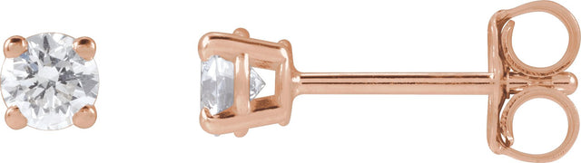 14K Gold Lab-Grown Diamond Round 4-Prong Lightweight Stud Earrings – 2.5-7.25mm Stones - Rose Gold