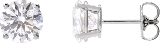 14K Gold Lab-Grown Diamond Round 4-Prong Lightweight Stud Earrings – 2.5-7.25mm Stones - White Gold