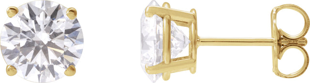 14K Gold Lab-Grown Diamond Round 4-Prong Lightweight Stud Earrings – up to 1 1/4 CTW - Yellow Gold