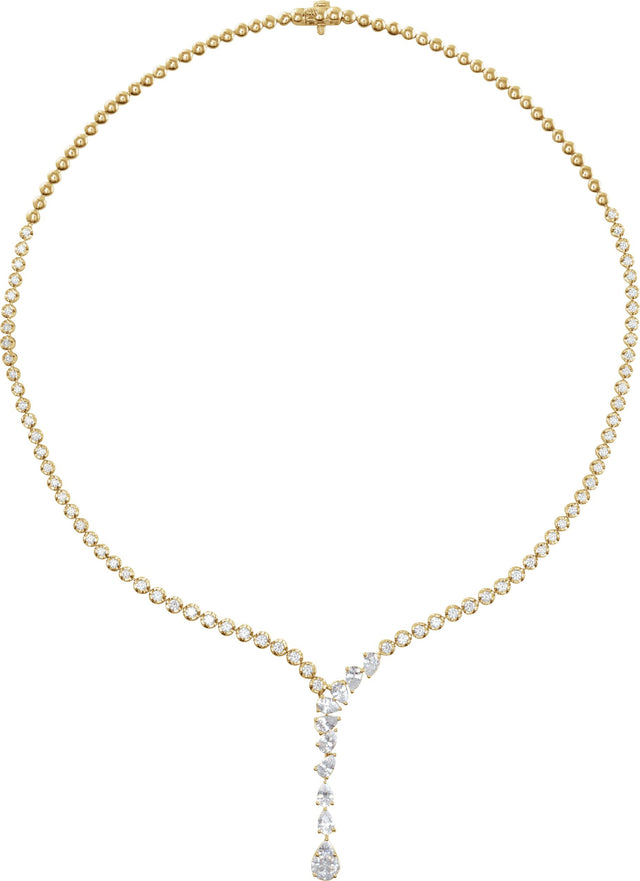 14K Gold Pear Lab-Grown Diamond Line Necklace - Yellow Gold