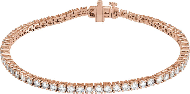14K Gold Round Lab-Grown Diamond Line Bracelet – 1.8-4.25mm Stones - Rose Gold
