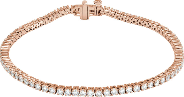 14K Gold Round Lab-Grown Diamond Line Bracelet – 1.8-4.25mm Stones - Rose Gold
