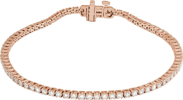14K Gold Round Lab-Grown Diamond Line Bracelet – 1.8-4.25mm Stones - Rose Gold