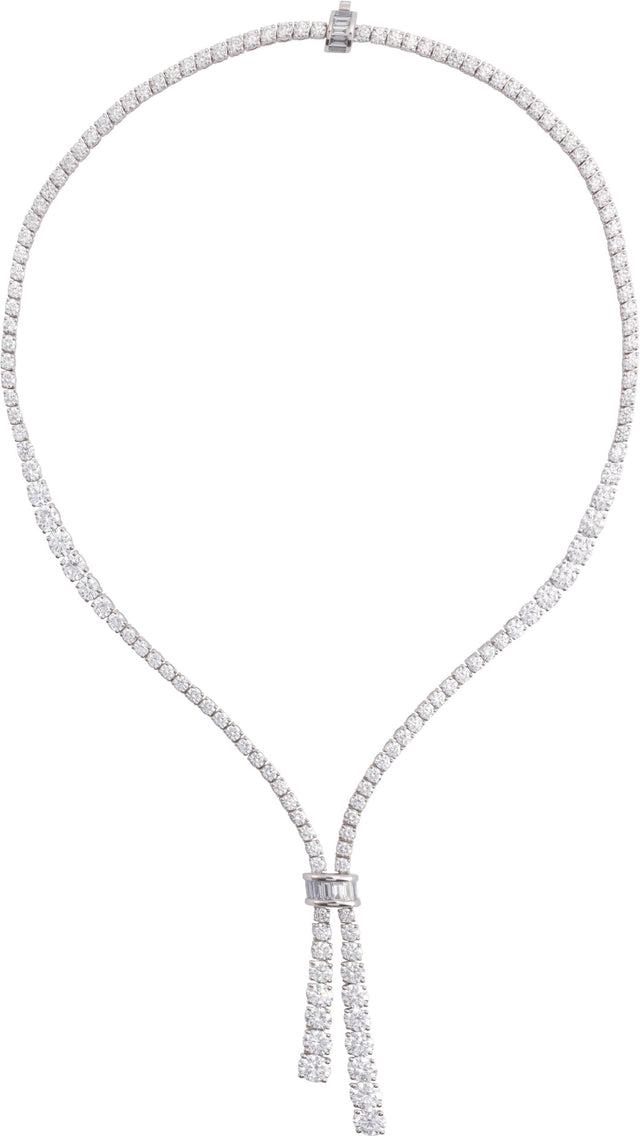 14K Gold Lab-Grown Diamond Line Necklace - White Gold