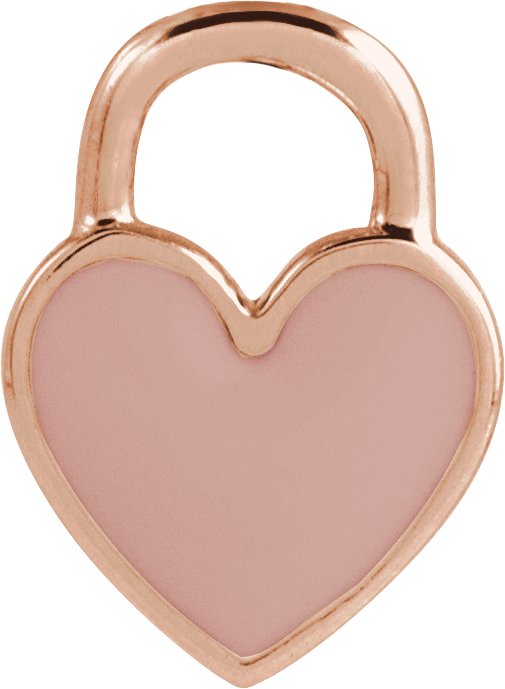 14K Gold Enamel Heart Necklace or Pendant – 11.57x8.7mm - Rose Gold