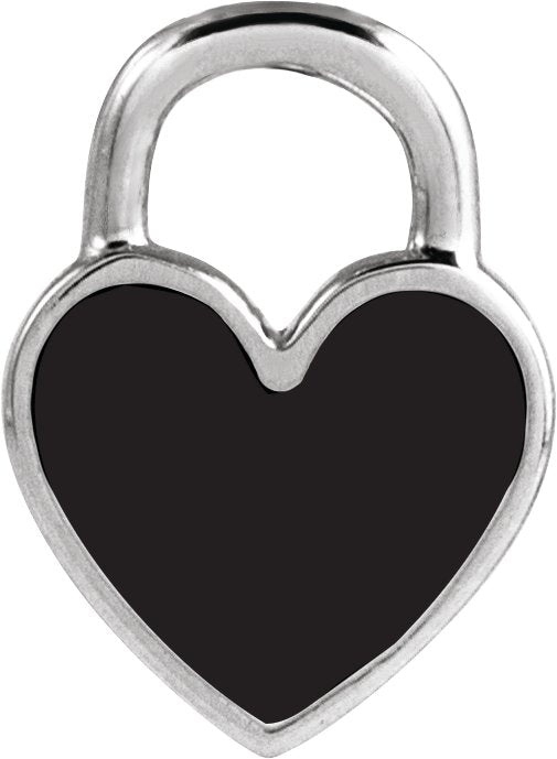 14K Gold Enamel Heart Necklace or Pendant – 11.57x8.7mm - White Gold