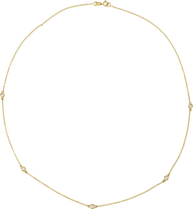 14K Gold Lab-Grown Diamond Bezel-Set Station Necklace - Yellow Gold