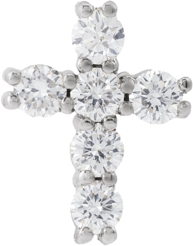 14K Gold Round Lab-Grown Diamond Cross Necklace or Pendant – up to 9/10 CTW - White Gold