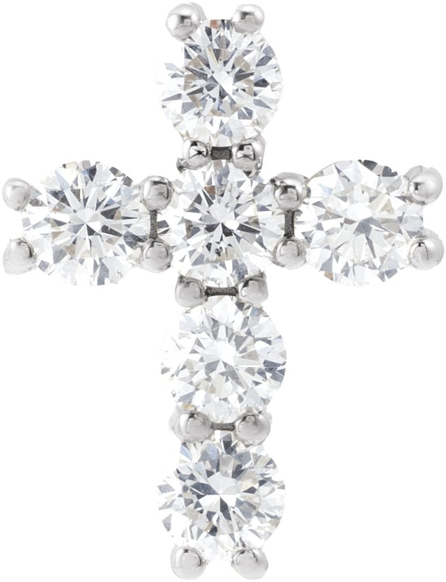14K Gold Round Lab-Grown Diamond Cross Necklace or Pendant – up to 9/10 CTW - White Gold