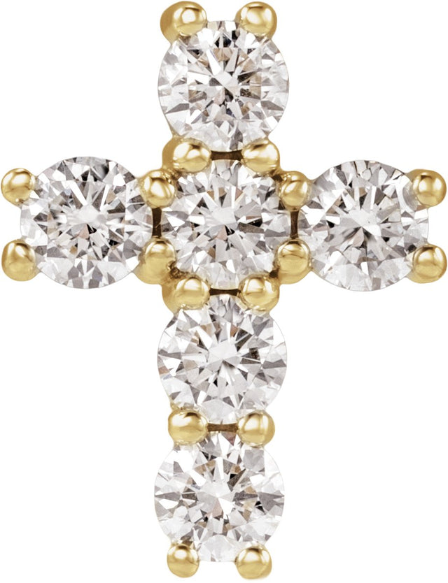 14K Gold Round Lab-Grown Diamond Cross Necklace or Pendant – up to 9/10 CTW - Yellow Gold