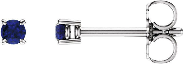 14K Gold Lab-Grown Blue Sapphire Round 4-Prong Lightweight Stud Earrings - White Gold