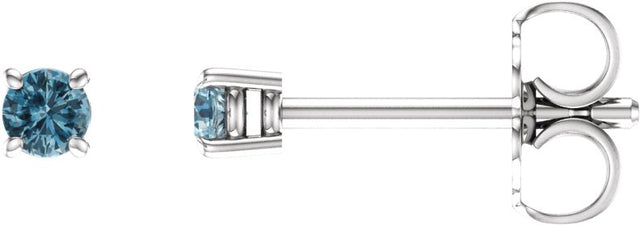 14K Gold Natural Sky Blue Topaz Round 4-Prong Lightweight Stud Earrings - White Gold