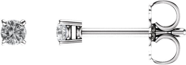 14K Gold Natural White Sapphire Round 4-Prong Lightweight Stud Earrings - White Gold